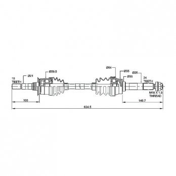 HYPER | CV Shaft | Kawasaki 2510/3010/4010 DIESEL | Front L/H