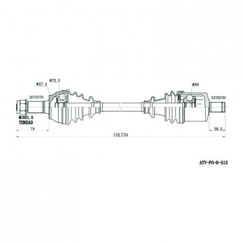 CV Shaft | Polaris RZR 900 | Front