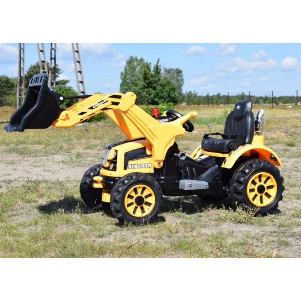 KINGDOM- 12v Electric Tractor with Loader - Yellow