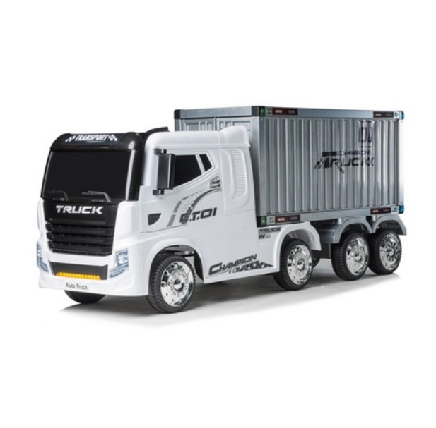 JJ Action Container 12V Electric Ride On Truck White - Image 3