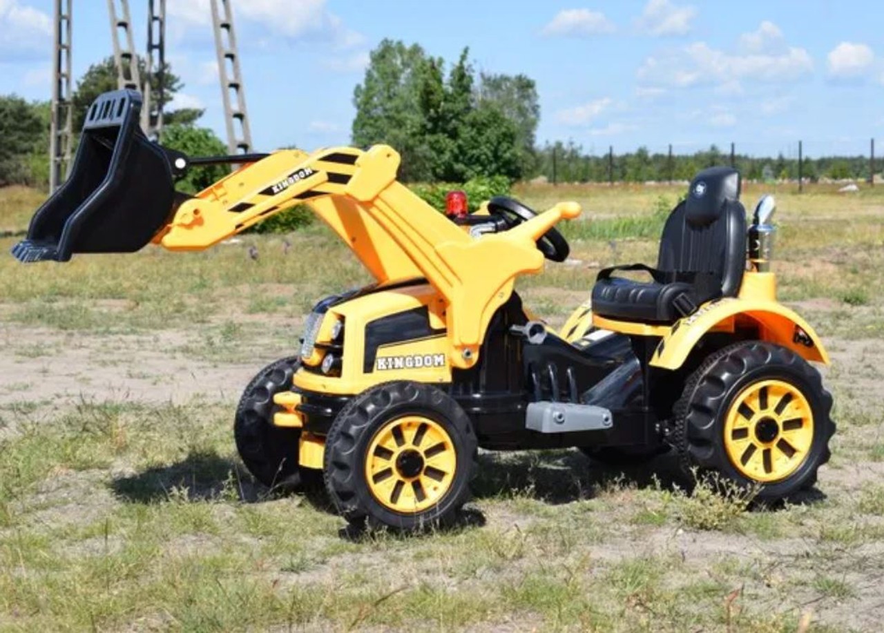 KINGDOM- 12v Electric Tractor with Loader - Yellow