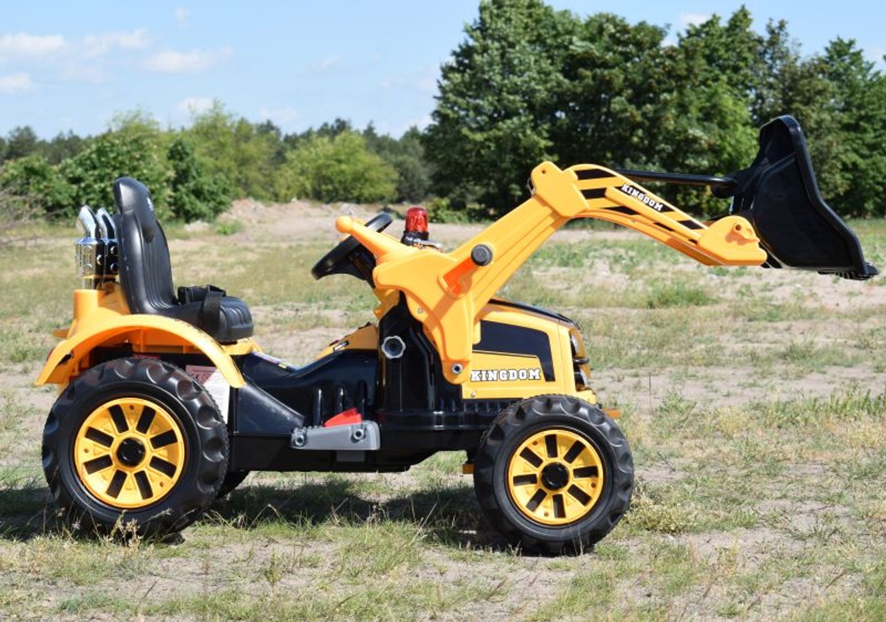 KINGDOM- 12v Electric Tractor with Loader - Yellow - Image 3